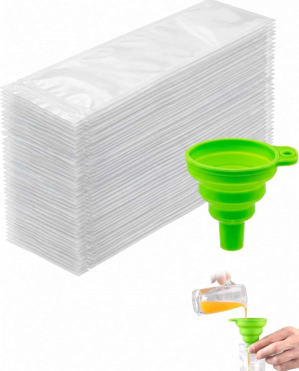 IJszakken Set - Transparant - 50 Stuks - Met Siliconen Trechter - Voor Gezonde Snacks en Desserts — afbeelding 1