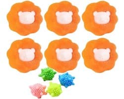 6 Stuks Wasballen Anti Klit Wasmachine Pluizenverwijderaar Bloemvorm Wasbol Wasgoed Reinigingsbal Herbruikbare Wasdroger Ballen Voor Kleding Dekens Jassen Handdoeken