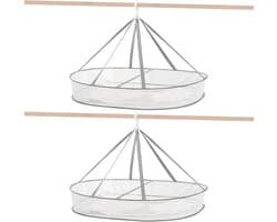 2-delige 1-lagige Opvouwbare Kledingdroogrek – 31,5 inch Gaasachtige Hangende Droger, Ruimtebesparend voor Truien, Waskleding, Met Interne Fixatie, Binnen & Buiten