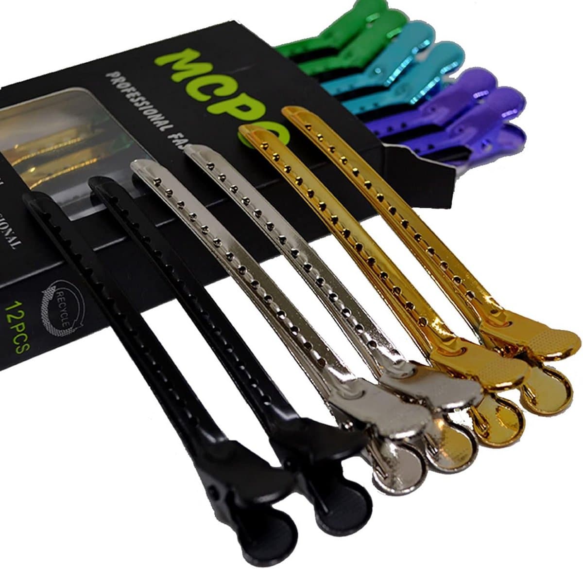 12x Professionele Haar Clips voor Knippen en Stylen - Verdeelclips & Alligator Klemmen in 6 Kleuren — afbeelding 1