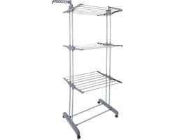 Home Deco Factory Wasrek/droogrek - grijs/wit - metaal - 73 x 64 x 173 cm - staand - drogen