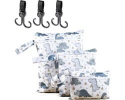 Thijox - 3 stuks Waterdichte Nat Tas, Herbruikbare Wasbare Luiertassen, Stoffen Zak met Rits voor Babyartikelen, Natte Kleding, Zwemmen en Sportschool