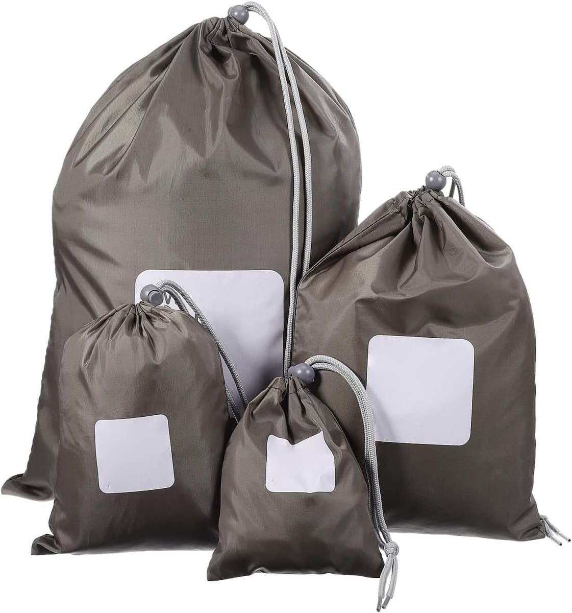 Draagtas, 4 stuks, waterdicht, nylon, met trekkoord, waterdichte tas voor buitenactiviteiten, in verschillende maten olijfgroen — afbeelding 1