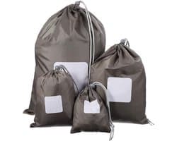 Draagtas, 4 stuks, waterdicht, nylon, met trekkoord, waterdichte tas voor buitenactiviteiten, in verschillende maten olijfgroen