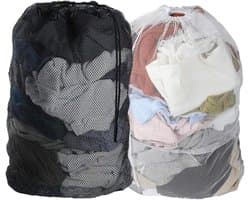 2 Stuks Wasnetten, 60 x 90 cm, Grote Waszak met Verstelbare Trekkoord voor Kleding, Dekbedhoezen en Speelgoedopslag tijdens Reizen en in de Studentenkamer