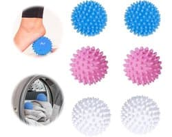 Set van 6 herbruikbare wasdrogerballen met anti-knik voor wasdrogers - wasverzachter - anti-winding wasbal - meerkleurig