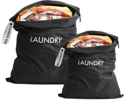 SnelShoppen - 2 Stuks Waterdichte Reiswaszakken met Rits, 60x45 cm & 55x35 cm, Vouwbare Waszak voor Thuis, Vakantie, Camping, Robuust en Scheurvast