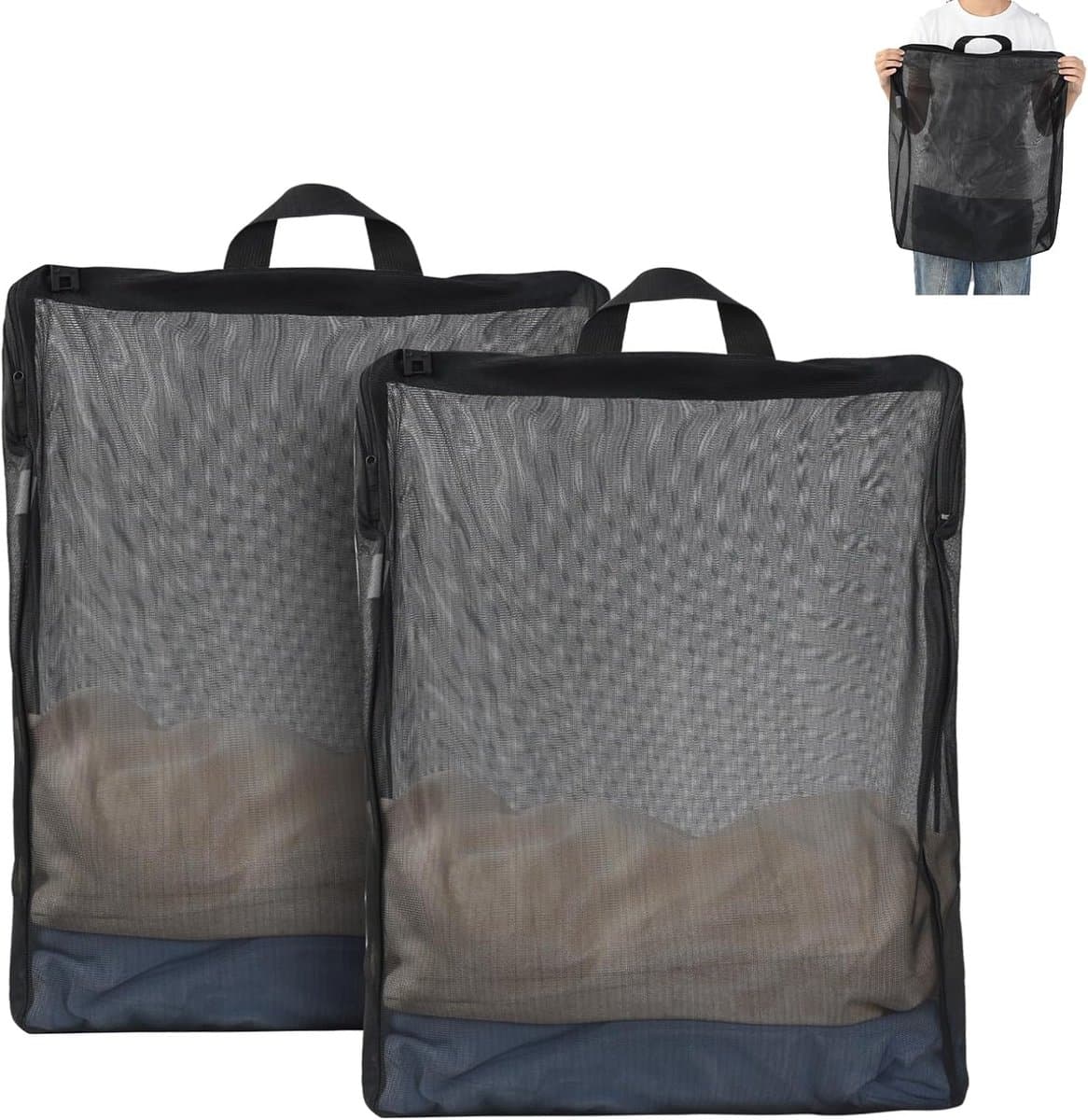 SnelShoppen - Set van 2 Wasnetten, Groot 40 x 50 cm, Vouwbare Wasmanden, Waszakken voor Wasmachine met Rits, Waszak voor Reizen, voor Gevoelige Kledin — afbeelding 1