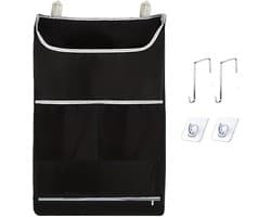 SnelShoppen - Waszak om op te hangen 78 x 48 cm | Opvouwbare Laundry Bag Waszak voor Deur met 2 Roestvrijstalen Haken en 2 Zuignappen - Zwart voor Bad