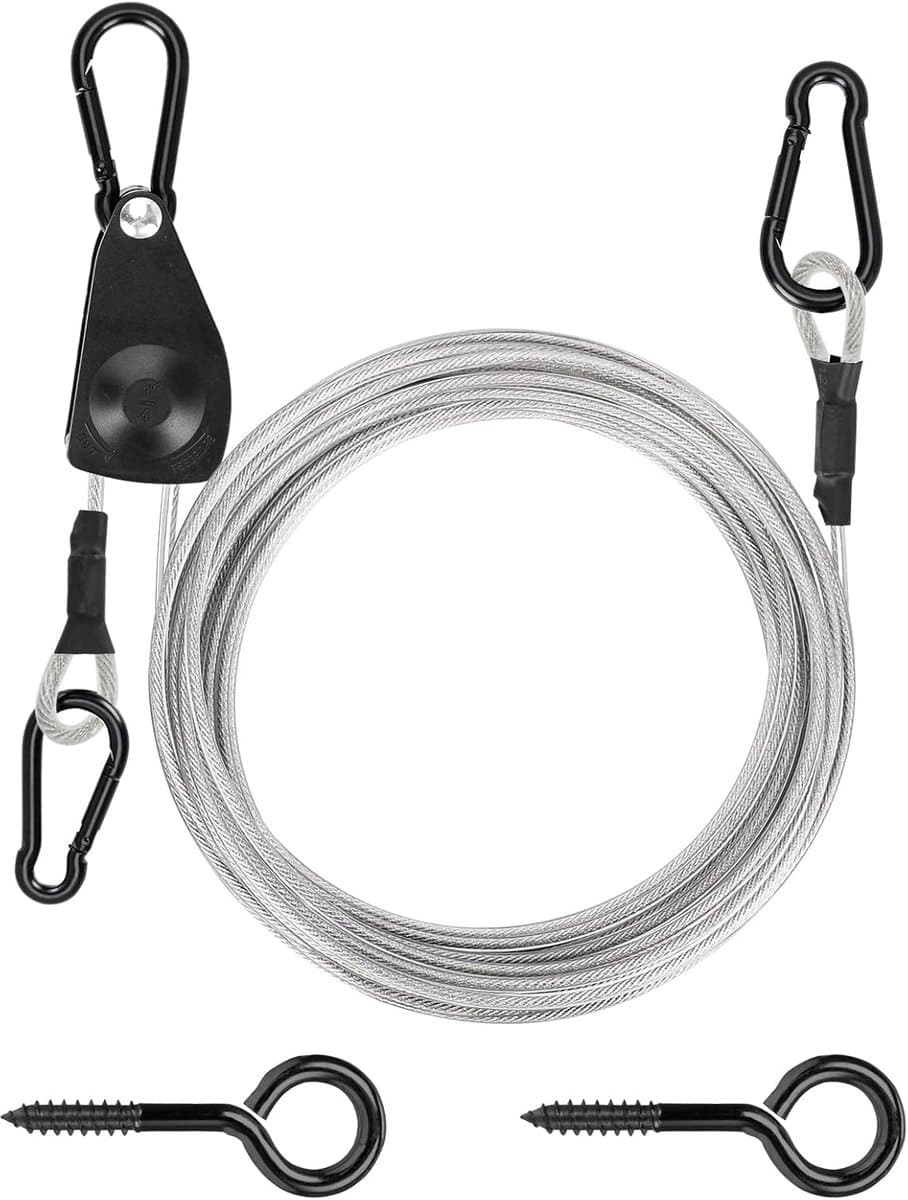 Waslijn Kit - Draagbare Lijn - Kleding Drogen - Zelfborgende Katrol - 30ft Lengte - Zilver — afbeelding 1