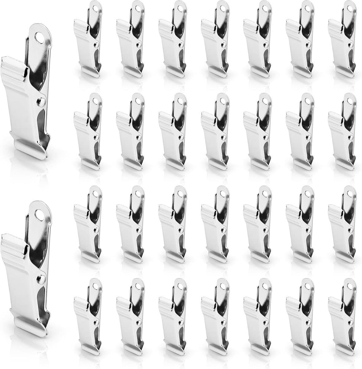 Clips - 30 Stuks - Mini-metalen klemmen - Hangende krokodillenklemmen - Geschikt voor kleding, foto's, gordijnen, badkamer - 4×1.3cm - Zilver — afbeelding 1