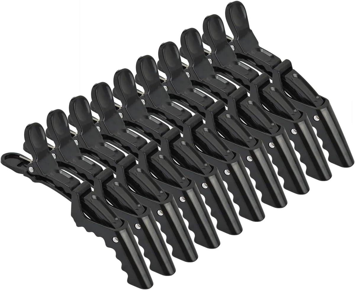 Haarclips Vrouwen - Kappers Clips - Haar Stylen - Anti-Slip Krokodil - 10 Stuks - Zwart — afbeelding 1