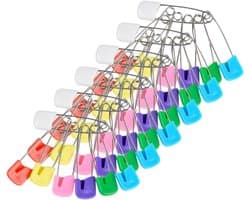 Veiligheidsspelden Kinderen - Brochenaald Luierclip - Babykleding Vastzetten - Vergrendelbare Kunststof Kop - 100 stuks - Gesorteerde kleuren