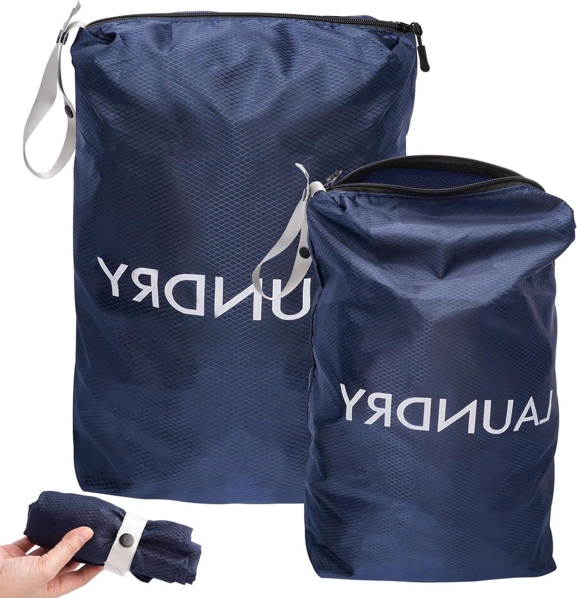 Reiswaszakken 2Pcs 45 x 60cm en 35 x 55cm, Waterdichte en Vouwbare Waszakken voor Vakantie en Kamperen, Ideaal voor Nat en Droog Wasgoed — afbeelding 1
