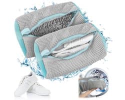 2 Stuks - Schoenenzak, Waszak Voor Wasmachine, Anti-Vervorming Met Ritssluiting, Schoenen, Netschoenen, Waszak Voor Sneakers (Grijs)