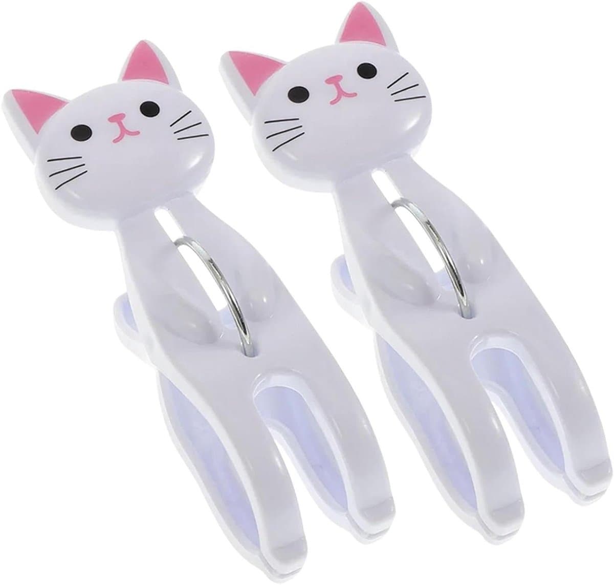 Kledingclips Kattenvorm - Waslijntjes Clips - Kleding Drogen - Windproof Sterke Grip - 7.3 cm - Wit — afbeelding 1