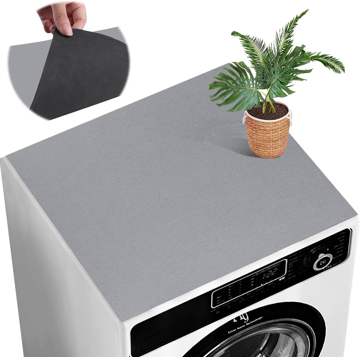 Wasmachinehoes - 60*60 cm - Wasmachine Beschermer - Antislip beschermhoes - Wasmachine Droger Mat - Vloerbeschermmat - Wasmachine Overtrek - Wasmachine Coating - mat - voor wasmachine, droger, keuken, badkamer en campers - grijs — afbeelding 1