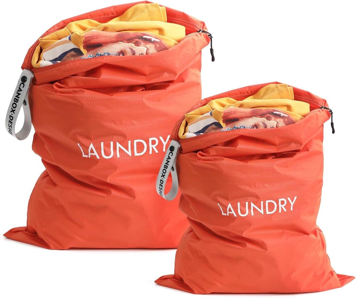 SnelShoppen - 2 Pack Waterdichte Waszakken met Rits | 60x45cm en 55x35cm Vouwbare Waszakken voor Thuis, Reis, Vakantie, Machinewasbaar — afbeelding 1