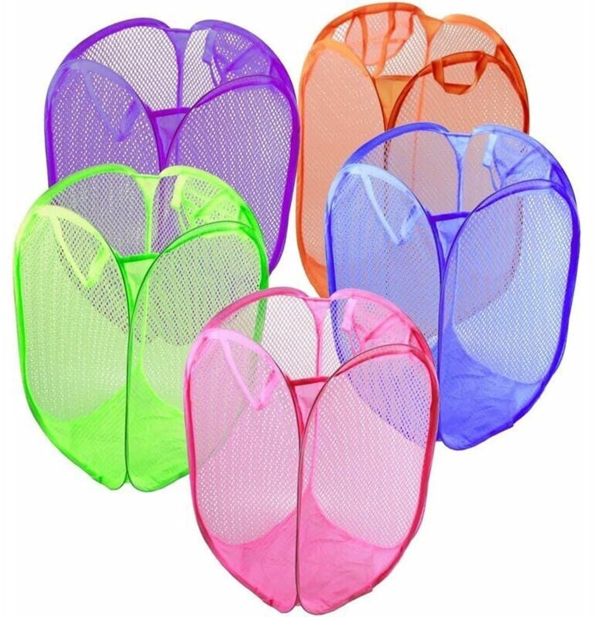 Waszakken Net Pop-up Mesh Opvouwbare - Wasmand Ideaal voor het sorteren van wasgoed - speelgoed, opbergzak, organizer, willekeurige kleur - 5 stuks — afbeelding 1