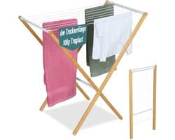 Wasrek inklapbaar - 77x79x49 cm - inklapbaar - staand - bamboe - wit