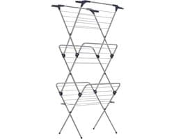 JGS ® Opvouwbare droogrek compact ruimtebesparend stalen frame 46 x 70,5 x 155 cm 20 m ruimte voor wasdrogers voor binnen en buiten grijs