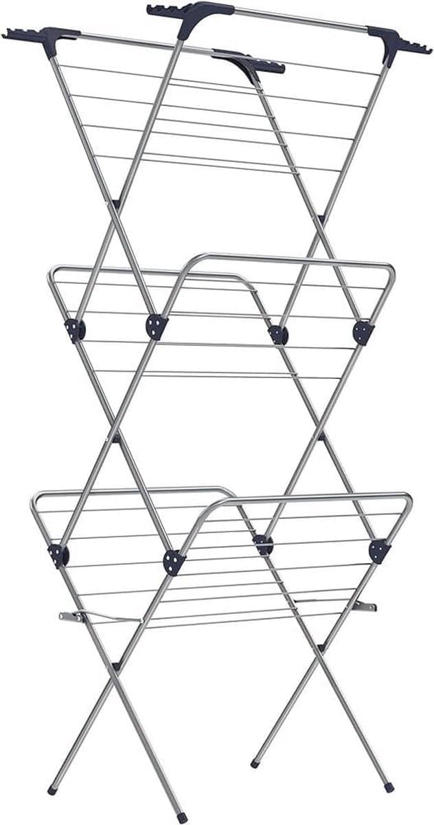 JGS ® Opvouwbare droogrek compact ruimtebesparend stalen frame 46 x 70,5 x 155 cm 20 m ruimte voor wasdrogers voor binnen en buiten grijs — afbeelding 1
