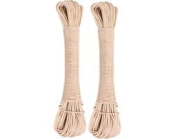 Urban Living Waslijn - 2x - 20 meter - PVC - beige - drooglijn / waslijndraad - wasgoed ophangen
