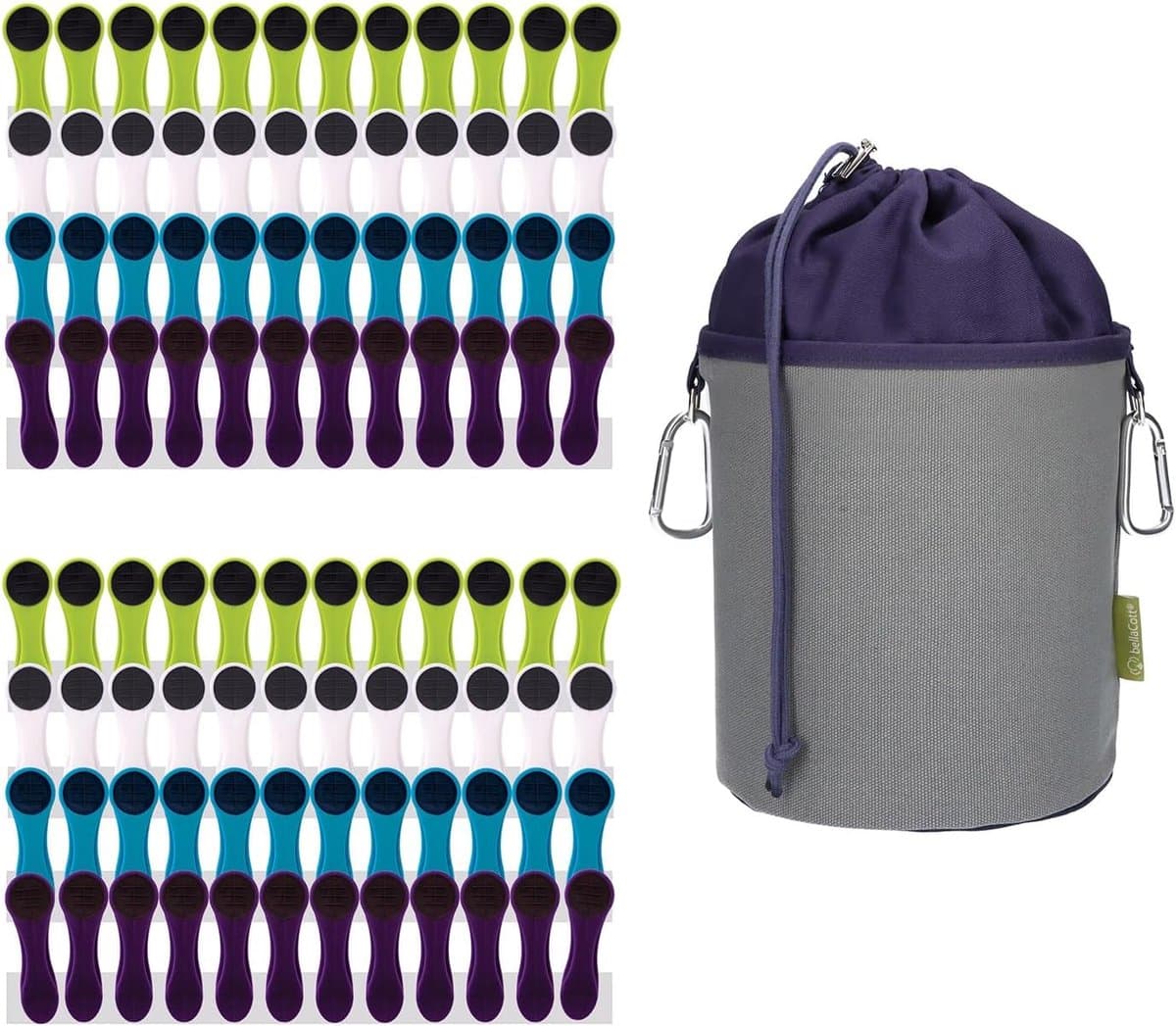 Wasknijpers set met spiraalveren en softgrip - 48 stuks in diverse kleuren — afbeelding 1
