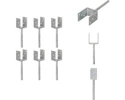 vidaXL - Grondankers - 6 - st - 8x6x30 - cm - gegalvaniseerd - staal - zilverkleurig