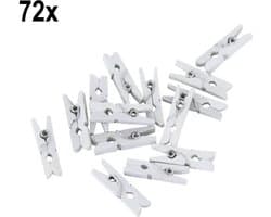 72x Mini Houten Knijpers Wit