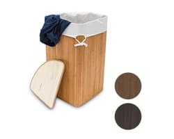 wasmand driehoek - 60 l - opvouwbaar - ruimtebesparend - met katoenen waszak - paars — afbeelding 1