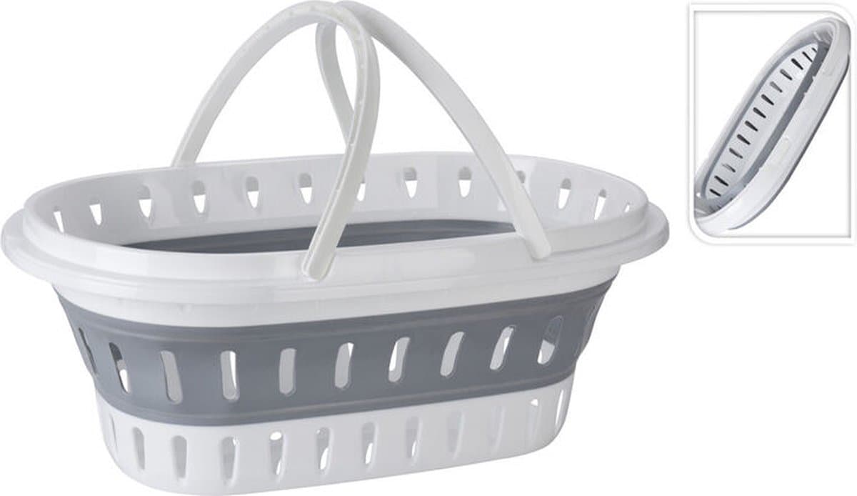Storage Solutions Wasmand - opvouwbaar - met handvatten - kunststof - 25 Liter - 58 x 38 cm - Draagwasmand - Wasgoedmand — afbeelding 1