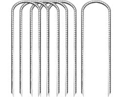 Set van 6 U-vormige zware metalen tentpinnen van 30 cm, verzinkte stalen grondankers voor trampolines, windbestendige en stevige ankers voor bouncy castles, kamperen en luifels