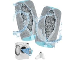2 stuks schoenwaszakken, wasmachine, schoenenzak, 40 x 20 cm, met ritssluiting, waszak, 360 graden reinigingsdweil, sneakers, waszak voor alle soorten schoenen en maten, herbruikbaar, robuust, grijs — afbeelding 1