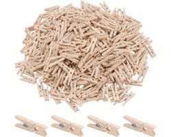 Mini houten wasknijpers 400 stuks, 1 x 0,3 cm, kleine haringen voor knutselprojecten en decoratie