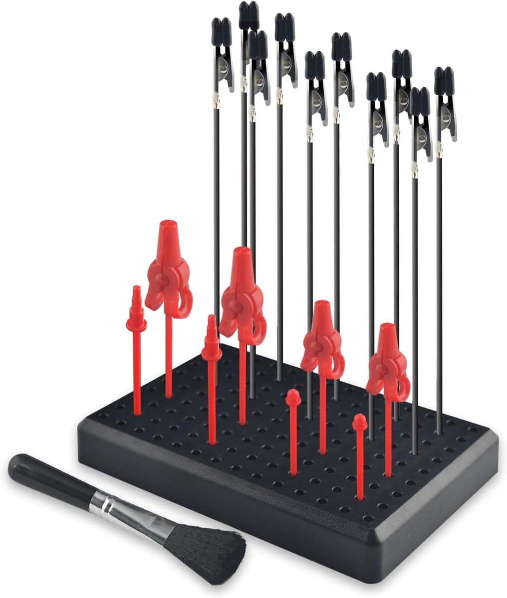 Model Schilderen Clips - Alligator Klemmen - Modelonderdelen Vasthouden - Inclusief Schoonmaakborstel - 18 Stuks - Zwart & Rood — afbeelding 1