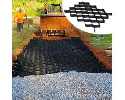 Grondrooster Grindstabilisatie - Stabilisatiesysteem Bodem - Opritten Aanleggen - Hoge Draagkracht - 5 cm Hoog - Zwart