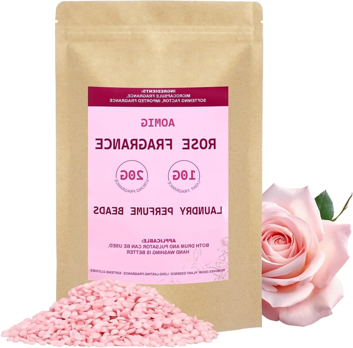 Geparfumeerde Wasbolletjes, 250 g, Geurige Waxkorrels voor Langdurige Frisheid en Zachte Geur, Roze — afbeelding 1