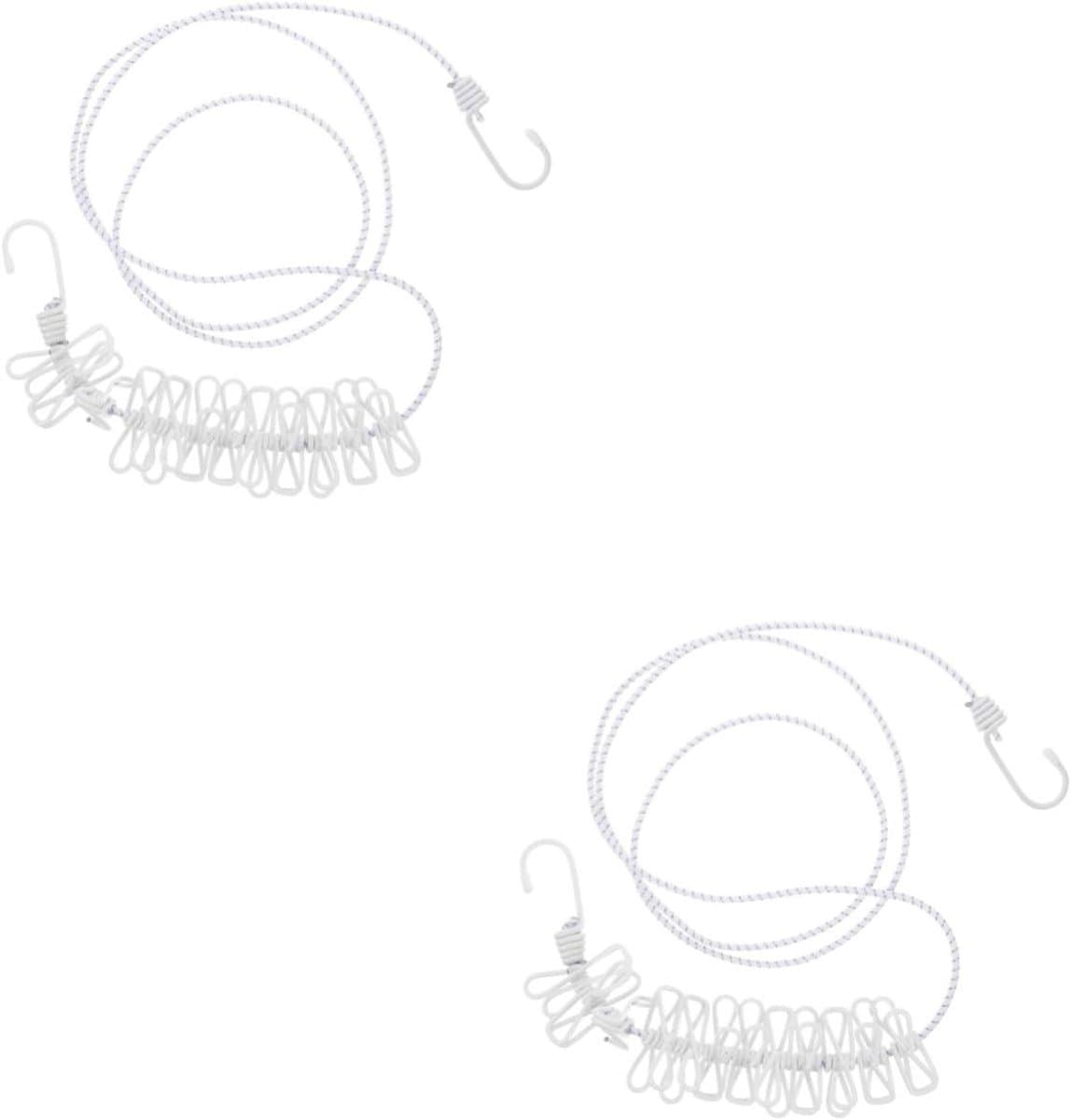 Waslijn met Clips - Kampeerlijn - Drogen Buiten - Elastisch en Verstelbaar - 3 Stuks - Grijs — afbeelding 1