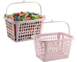 Plasticforte Knijpermandje - 2x - roze - 20 x 25 cm - kunststof - wasknijpertasje/knijperzak