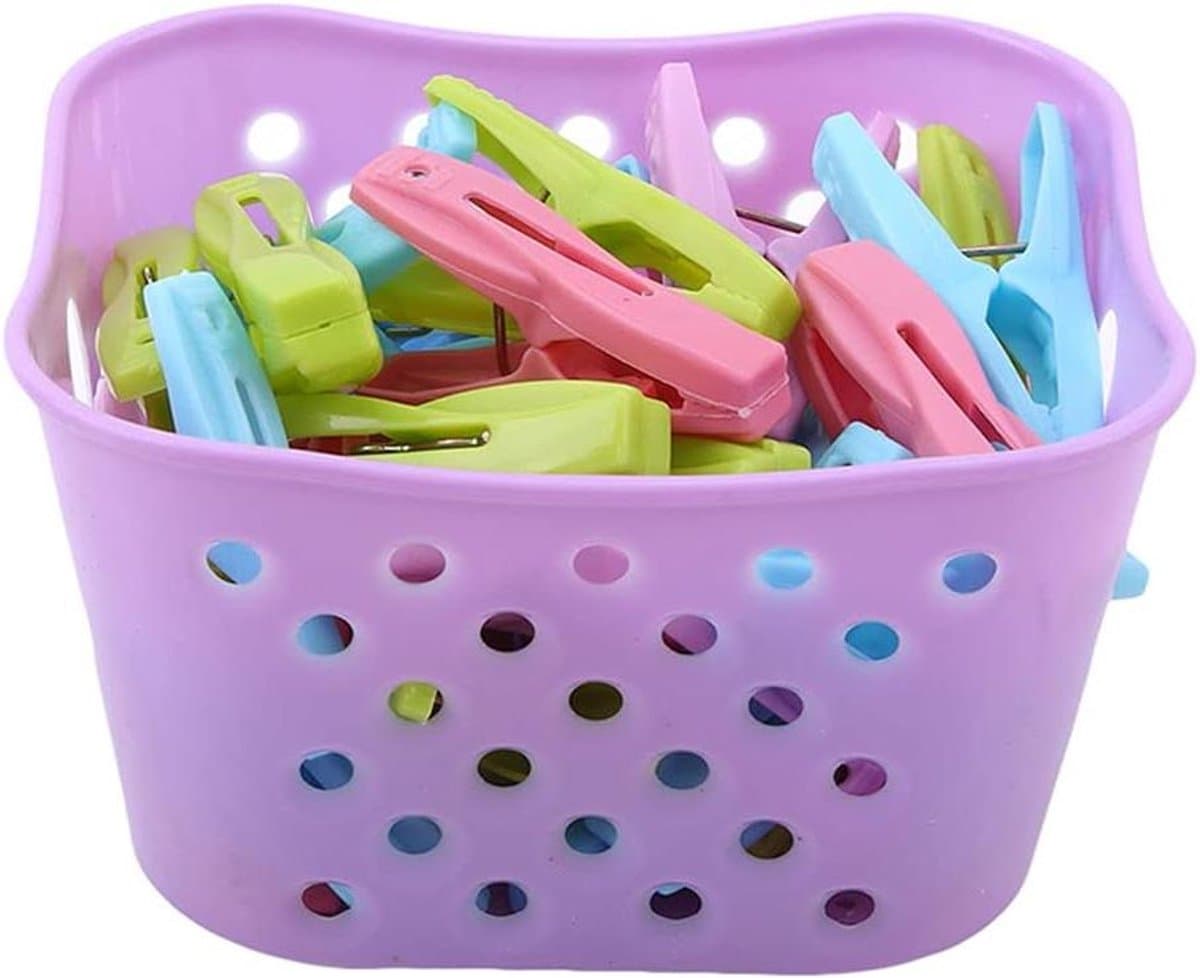 Kledingknijpers Set - Wasknijpers Plastic - Kleding Drogen - Windproof Design - 30 Stuks - Paars — afbeelding 1