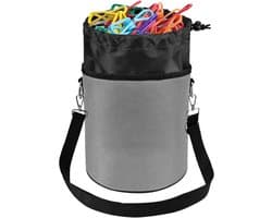 Wasknijper Tas - Opberger Houder - Wassen Ophangen - Met Draagriem - 19x19x24 cm - Grijs