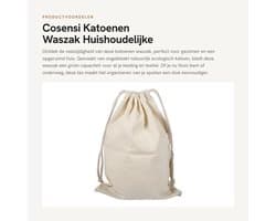 Dailygoods- Waszak Grote Capaciteit - Katoenen Waszak - Huishoudelijke Opslagzak - Reizen - Ecologisch Katoen - Sluiting met Koord - Opbergtas