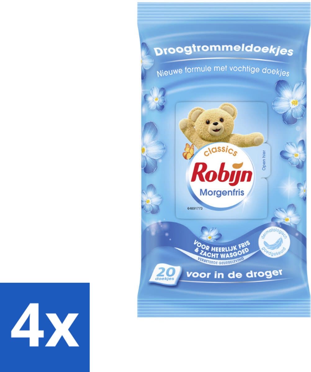 Robijn Droogtrommeldoekjes Morgenfris 20 stuks per verpakking - Voordeelverpakking - 4 stuks — afbeelding 1