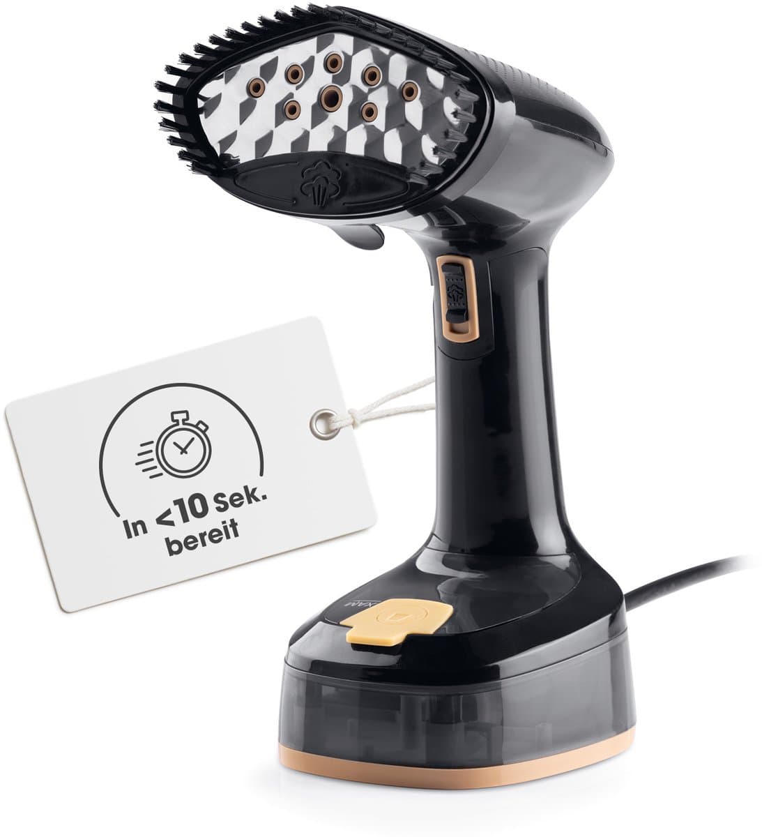 CLEANmaxx stoomstrijkborstel voor kleding | Met 2-in-1-functie – strijkt en verfrist kleding | Compacte stoomstrijkborstel voor onderweg en thuis | Opvouwbare + draagbare stoomborstel 1600 W, incl. waterreservoir van 165 ml — afbeelding 1