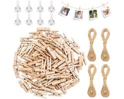 Mini-houten knijpers - set van 200 - natuurlijk hout - creatief knutselen