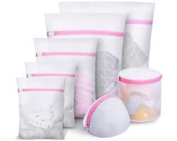 Set van 7 waszakken, wasnetten, waszak bh wasmachine waszak voor delicate was, bh, blouse, ondergoed, schoenen, babykleding, waszak, etc. (roze, 1XL, 2L, 2M, 2BH)