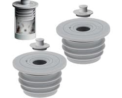 2 stuks - Rfdichtring - Rioolafdichtingen - toepasbare buisbinnendiameter 45-50 mm - vloerafvoer - afvoerbuis afdichting - siliconen wasmachine afvoerslang afdichting - anti-geur afvoerafdichting - met deksel - voor thuis, keuken en badkamer - grijs — afbeelding 1