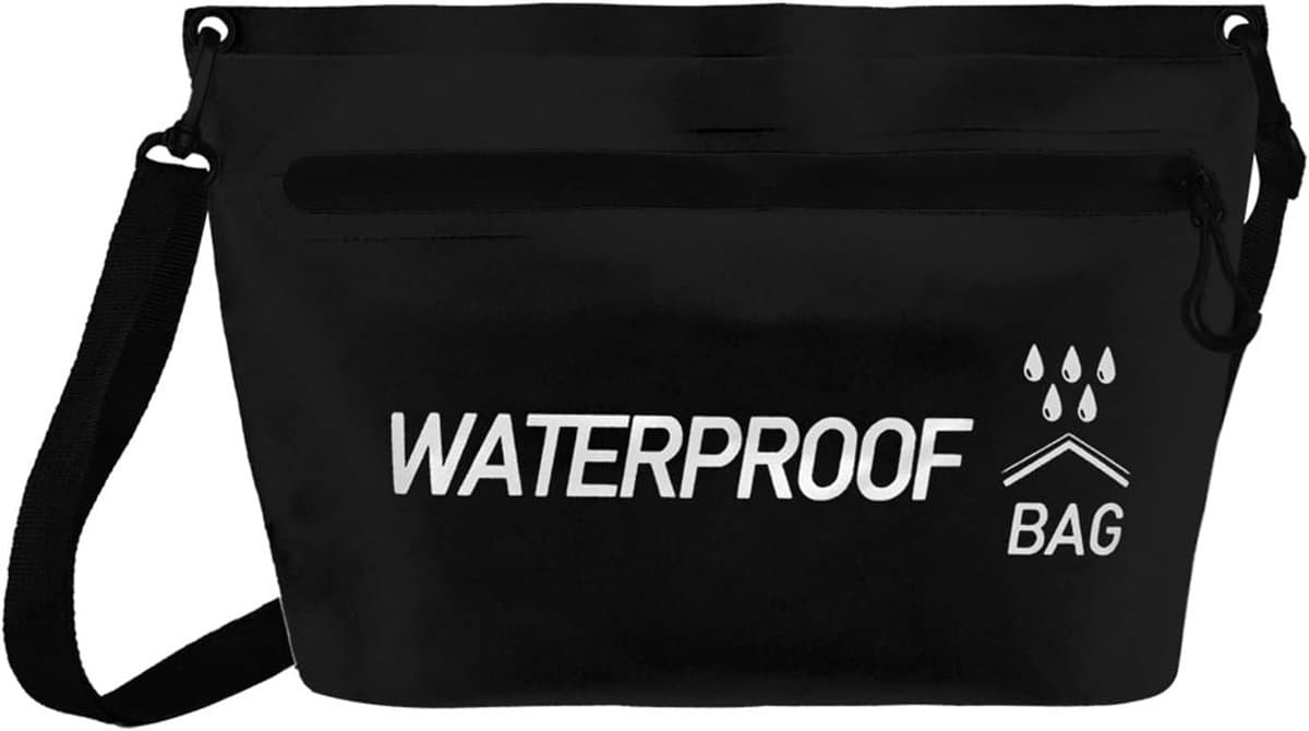 tas, 4 liter, zwart, strand- en zwemtas, IPX4, met verstelbare schouderriem, waterdichte ritssluiting voor optimale bescherming, ideaal voor watersport, wandelen en reizen — afbeelding 1