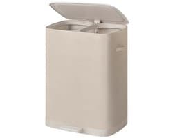 Wasmand Wasgoedverdeler 56 x 47 x 75 cm Beige Grote inhoud van 160 liter Ontwerp met twee gescheiden vakken Met deksel+afneembare binnenzakken+handvat Opvouwbare structuur Draagvermogen 20 kg Geschikt voor wasruimte slaapkamer en badkamer